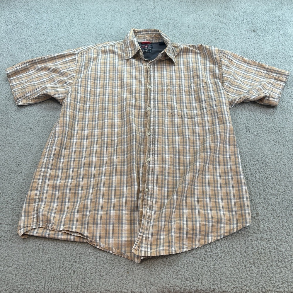 Wrangler Shirt Mens Medium Measures 44x30 Multicolor Cool River Cotton - Picture 11 of 13